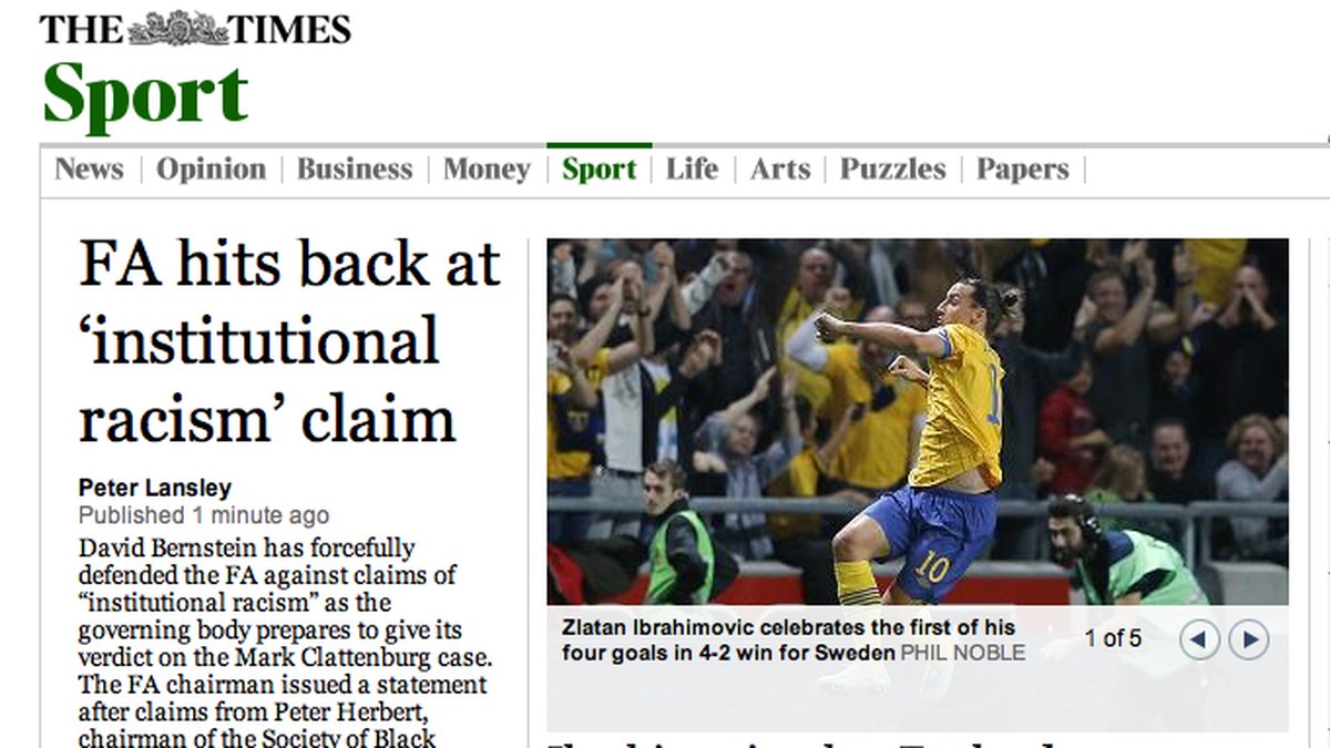 The Times skriver att Zlatan trasade sönder England.